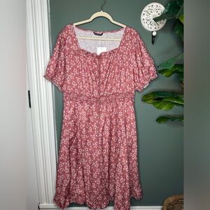 Red Floral Bloomchic Peasant Blouse Dress